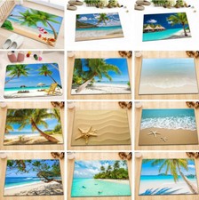 12PCS Floor Non-slip Door Carpet Tropical Beach scenery Bath Mat Bathroom Decor