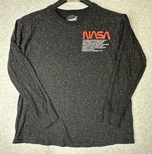 NASA Shirt Boys Medium Black White Space Stars Sun Rocket Moon Kids Youth