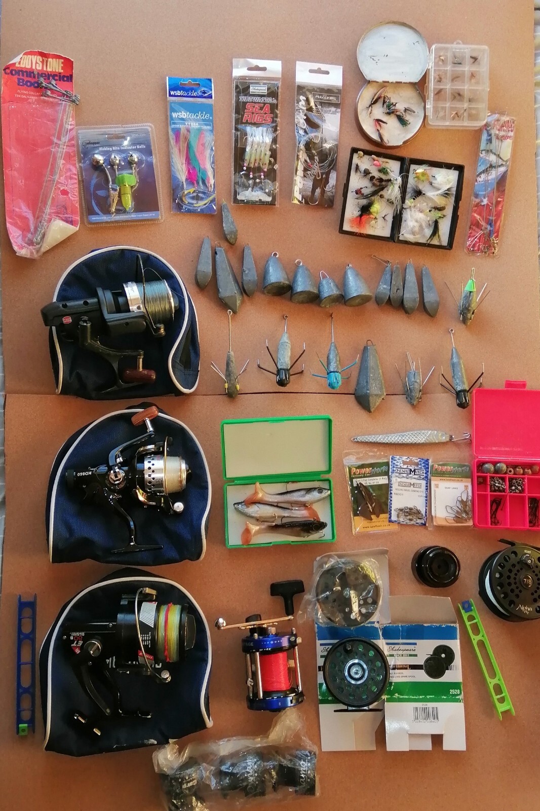 Fishing Tackle Job Lot Angling Equipment Reel, RODS, Flies, Weights Etc