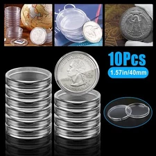 10× Coin Holder Capsules Case 40mm 1oz Clear Round Box for Silver Dollar Storage