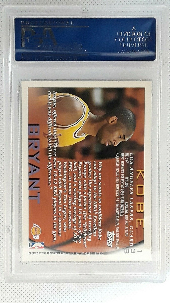 1996-97 Topps Kobe Bryant #138 PSA 10 Rookie Card Lakers