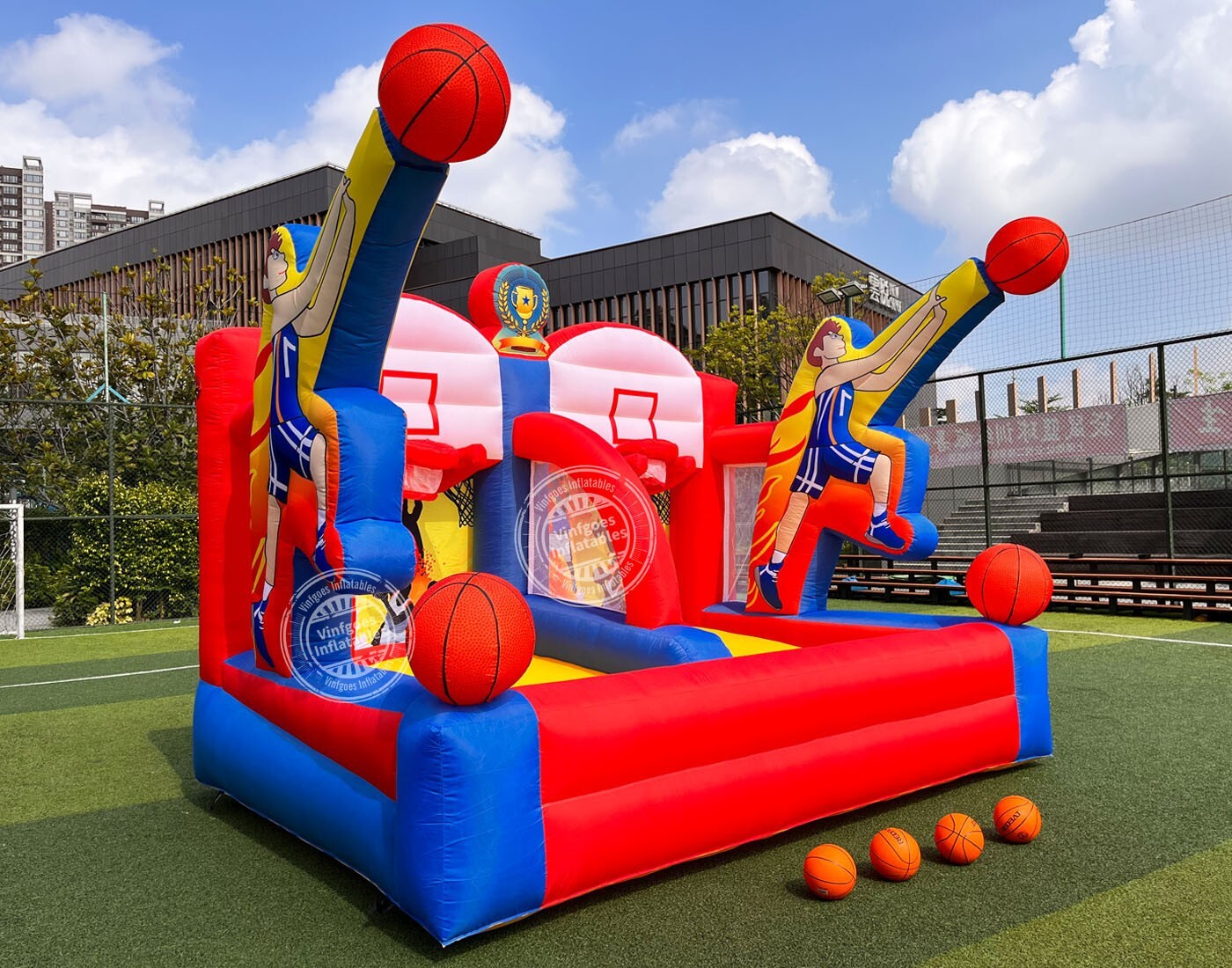 Inflatable Basketball Hoop Shot Inflatable Basketball Game with 2 Hoops