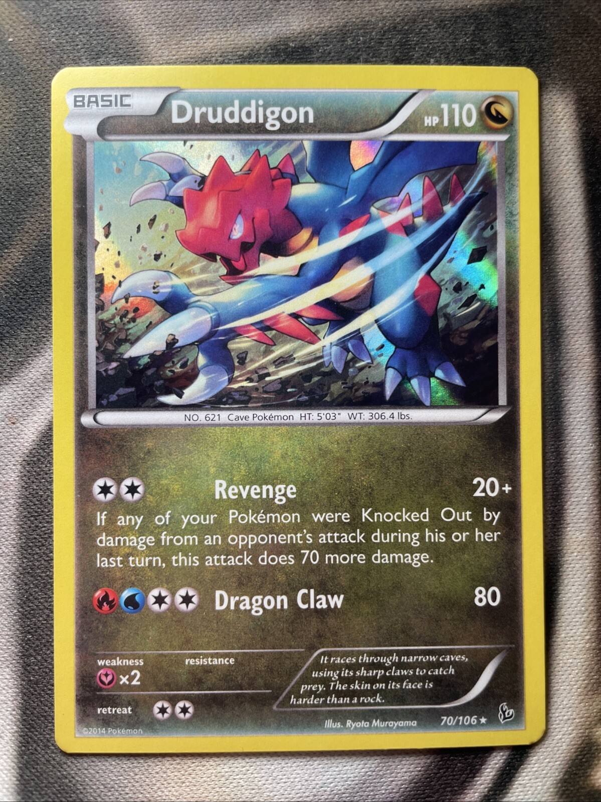 Druddigon 70/106 NM Holo Rare XY Flashfire 2014 Pokemon TCG