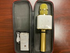 Wireless Handheld Microphone KTV Karaoke Stereo USB Player Bluetooth Q7 Gold