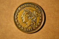 1837 Hard Times Token- Liberty Head/Not One Cent - AU with a few small scratches