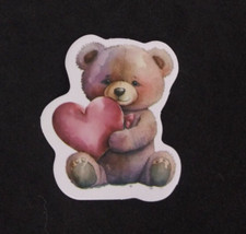Teddy Bear Holding Heart Valentine's Day Sticker 1.58" x 1.38" AS