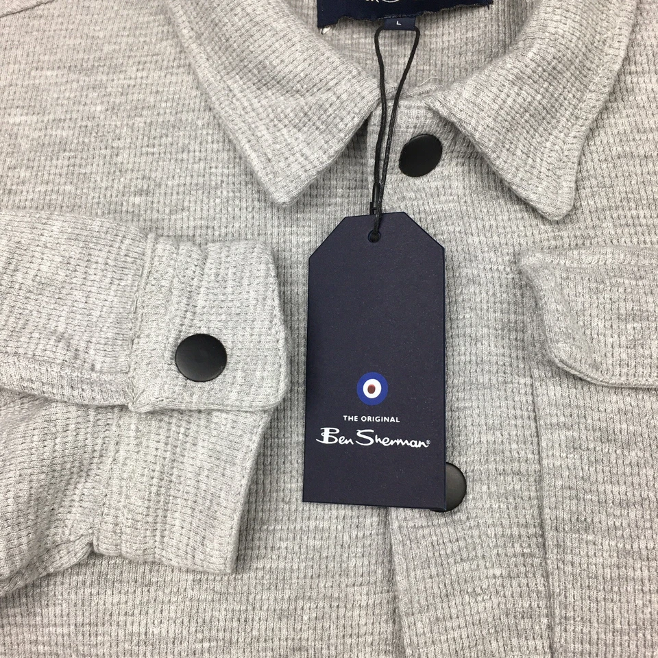 Suéter Ben Sherman Para Hombres Brezo Grande Gris Bolsillos Frontales a Presión ¡NUEVO CON ETIQUETAS! Foto 4 de 4