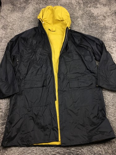 Rothco Reversible Rain Coat Mens Size XL Long Yellow Black Deluxe Hooded - Picture 3 of 18
