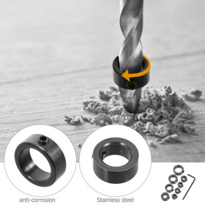 3-Piece Adjustable Drill Stop Collar Set – Fits 3-13mm Bits For Precision Depth Control