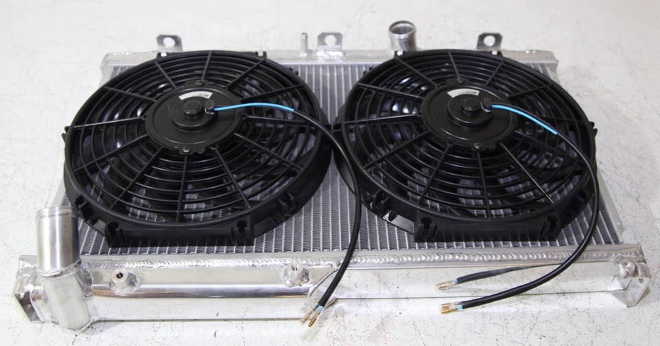 Radiador de doble núcleo + ventiladores para 93-95 Mazda RX-7 RX7 Touring/R2/Base cupé MANUAL Foto 2 de 4