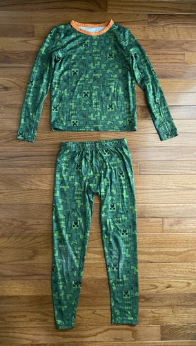 Boys Climate Right By Cuddl Duds MINECRAFT Creeper Pajamas Set Size Medium