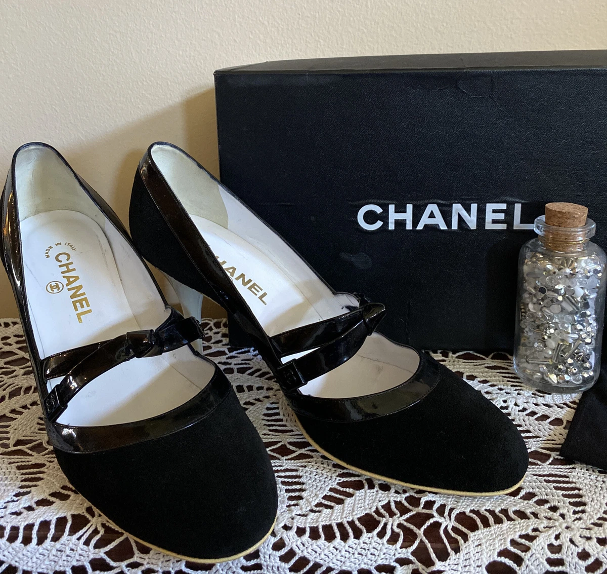 CHANEL COCO Chanel Classic 2 Tone Mary Jane Stilettos Wom 40/9.5  US+Box&Dustbag