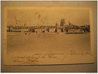 ORLEANS 1902 To Barcelona Spain Vue Generale Rive Droite Loiret Centre Post Card