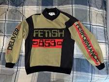 Rare Vintage 1980s SURF FETISH California Black/Olive/Red Sweater - Made in USA