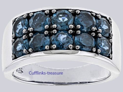 Natural London Blue topaz Gemstones With 925 Sterling Silver Ring For Men's #C4 - Picture 1 of 4