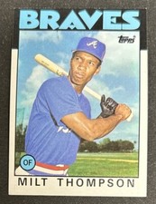 1986 Topps Milt Thompson Baseball Rookie Card (RC) #517 Braves OF VG O/C. rookie card picture