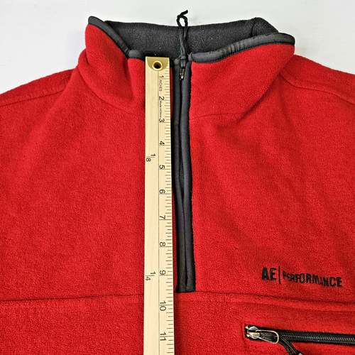 American Eagle Outfitters Jacket Men's X Large Red And Black Fleece Quarter Zip - Picture 3 of 9