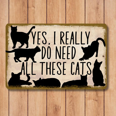 Cat Sign All These Cats metal tin funny wall art home kitchen decor plaque