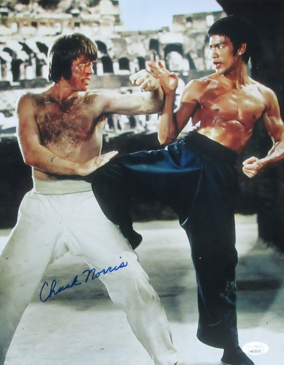 Chuck Norris Autographed Signed 11X14 Photo With Way Of The Dragon Bruce Lee JSA 