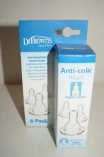 Dr Brown's Anti Colic Baby Bottle Nipple 6 Pack Narrow Slowest Flow Preemie