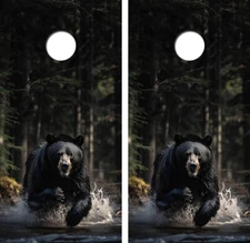 Charging Black Bear Cornhole Board Wrap LAMINATED Decals Vinyl Sticker #4901