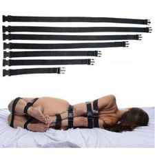 7pcs Nylon/PU Leather Straps Bondage Full Body Harness Restraints Belts Slave
