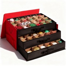 Christmas Ornament Storage Container Box- Stores up to 72 3" Holiday Ornament...