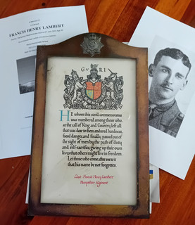 Framed Officer's Memorial Scroll died of wounds Gallipoli De Ruvigny Entry