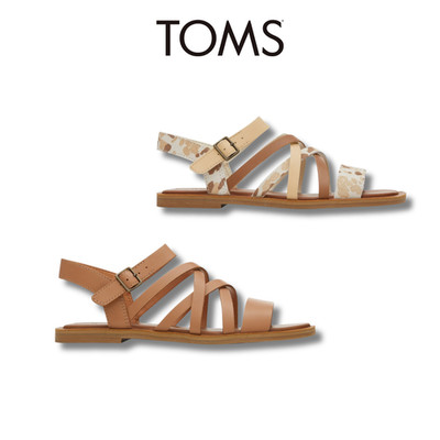 Damen Riemchen flach TOMS gepolstert Freizeit Sommer leicht Urlaub Sandalen