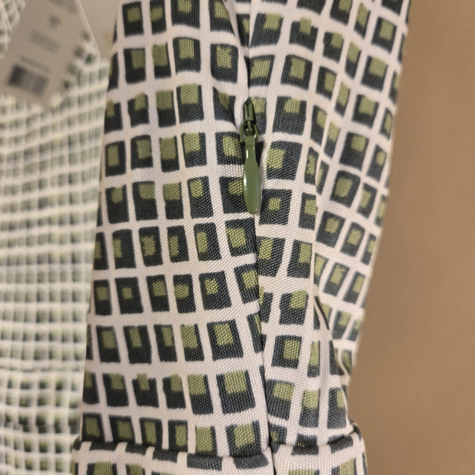 Abito Tory Burch Paris seta verde finestra doppio blocco senza maniche XL nuovo con etichette