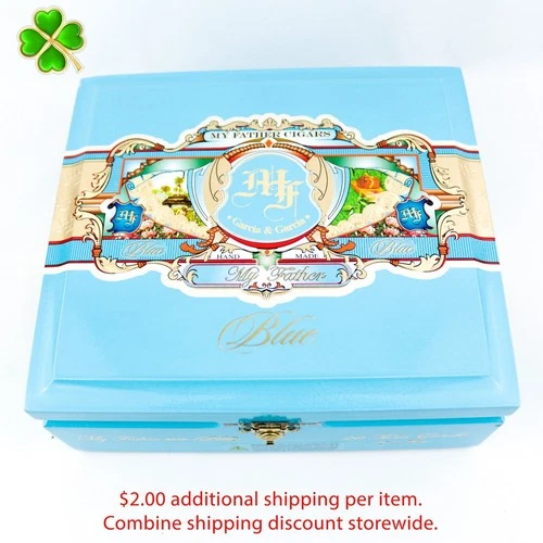 My Father Cigars Toro Gordo Blue Empty Wood Cigar Box 7.75" x 7" x 3"