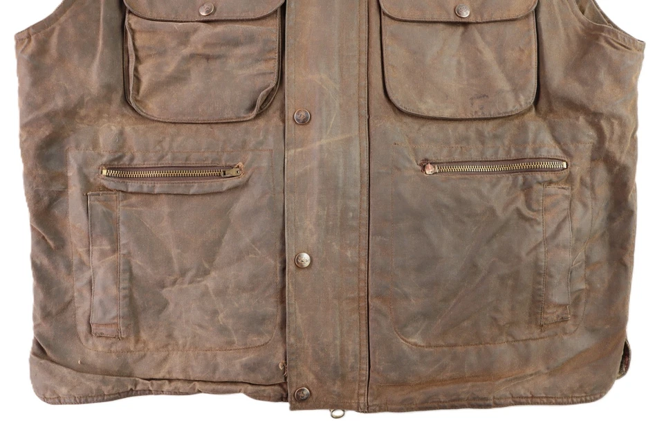 Outback Trading Company Men’s Large Overlander Flannel Lined Oilskin Waxed Vest - Image 2 of 4