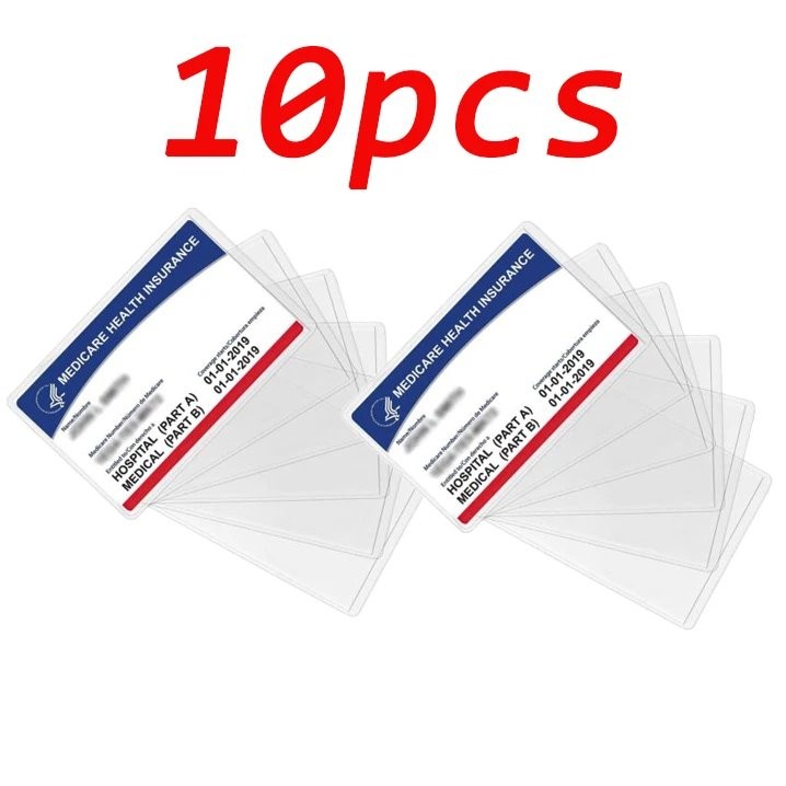 10 Pack Medicare Holder Protector Sleeves Clear PVC For Credit Card