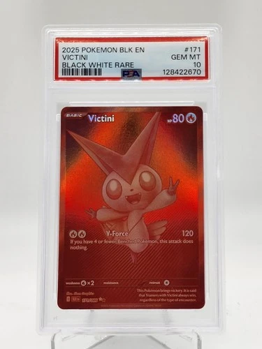 VICTINI 2025 POKEMON BLACK BOLT BLACK WHITE RARE #171/086 PSA 10 Q0895
