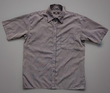 Oleg Cassini Short Sleeve Button Down Shirt Silk Rayon Blue White Plaid XL JBHS