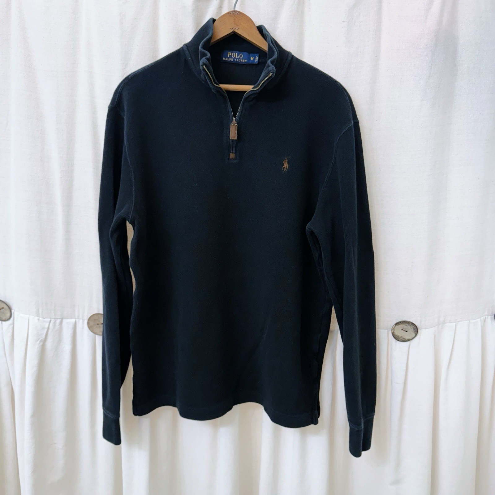 Felpa Ralph Lauren uomo taglia media nera pony maglione zip 1 4