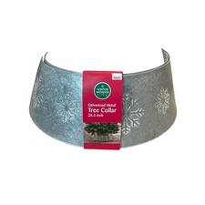 Winter Wonder Lane Embossed Snowflake Galvanized Metal Tree Collar 26.5" NEW