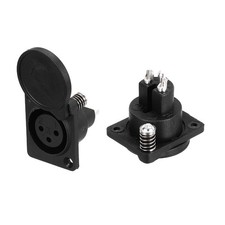 2pcs 3 Pin XLR Female Jack Socket, Microphone Adapter Audio Panel Mount,Black