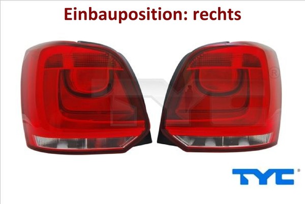 TYC 11-11487-01-2 Heckleuchte Rechts RüCklicht Hecklicht RüCkleuchte FüR VW-image