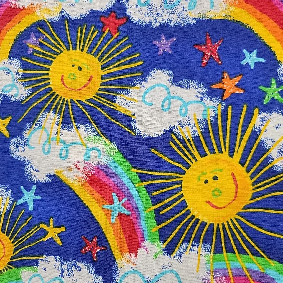 Peaches Uniforms Womens Scrub Top Size XL Sun Rainbow Clouds 100% Cotton - Image 4 of 4