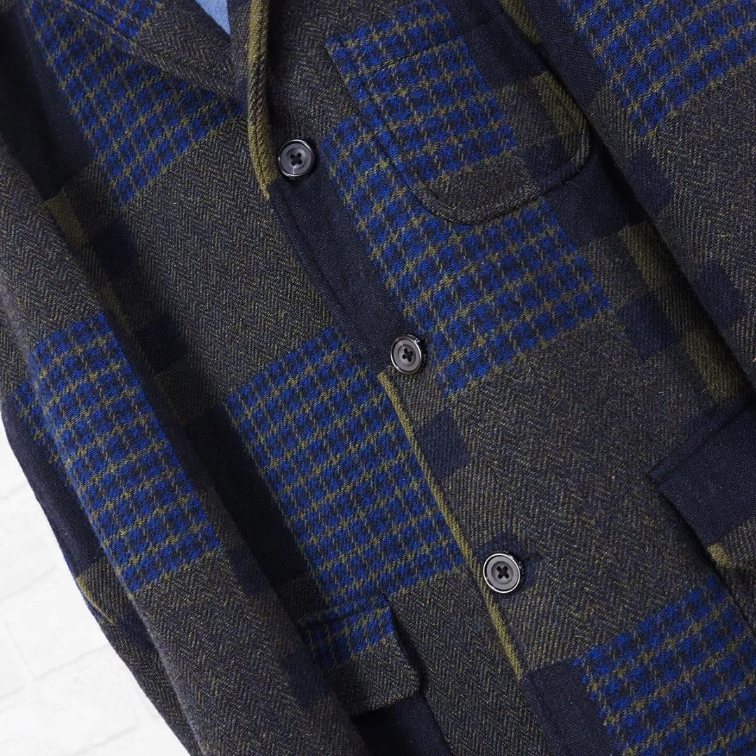 Beams Plus Patchwork Wool Tailored Jacket Size S … - image 4