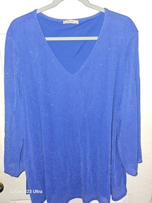 Bebonnie blue sparkle stretchy shirt Women's 4XL -EUC