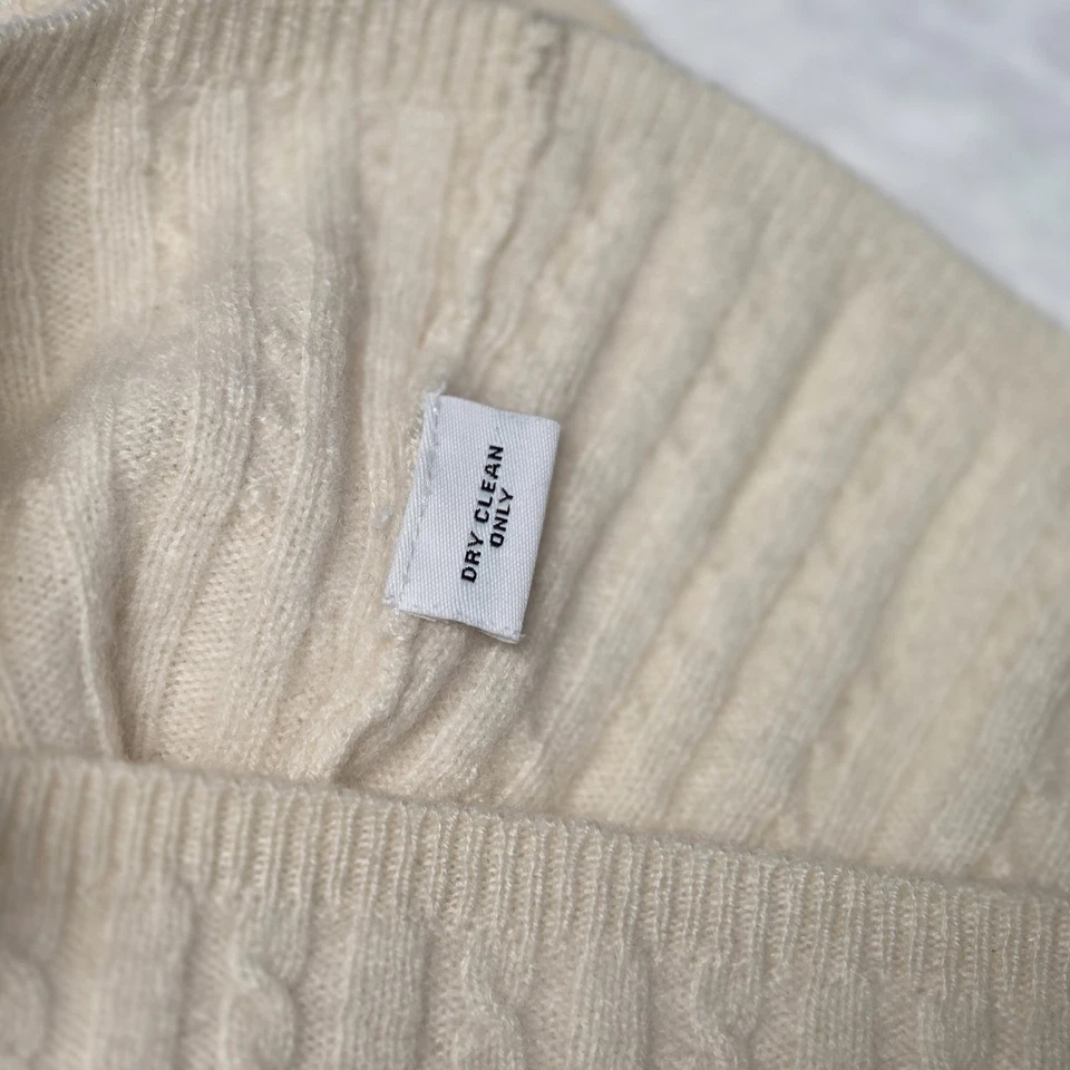 Suéter Folio New York 100 % cachemir para mujer tejido con cable cuello alto talla M crema Foto 4 de 4