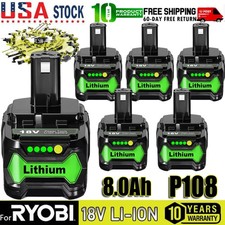 PACK 8.0Ah For RYOBI 18V Battery One Plus High Capacity P108 Lithium-Ion P107