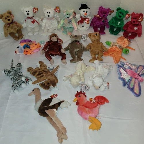 Ty Beanie Babies Lot of 20 Retired Vintage with Tags Excellent Condition Rare