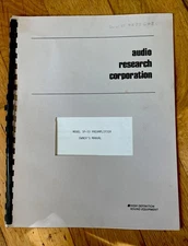 Audio Research SP-10 Stereo Tube Preamp Owners Manual, Vintage + Tube Diagrams