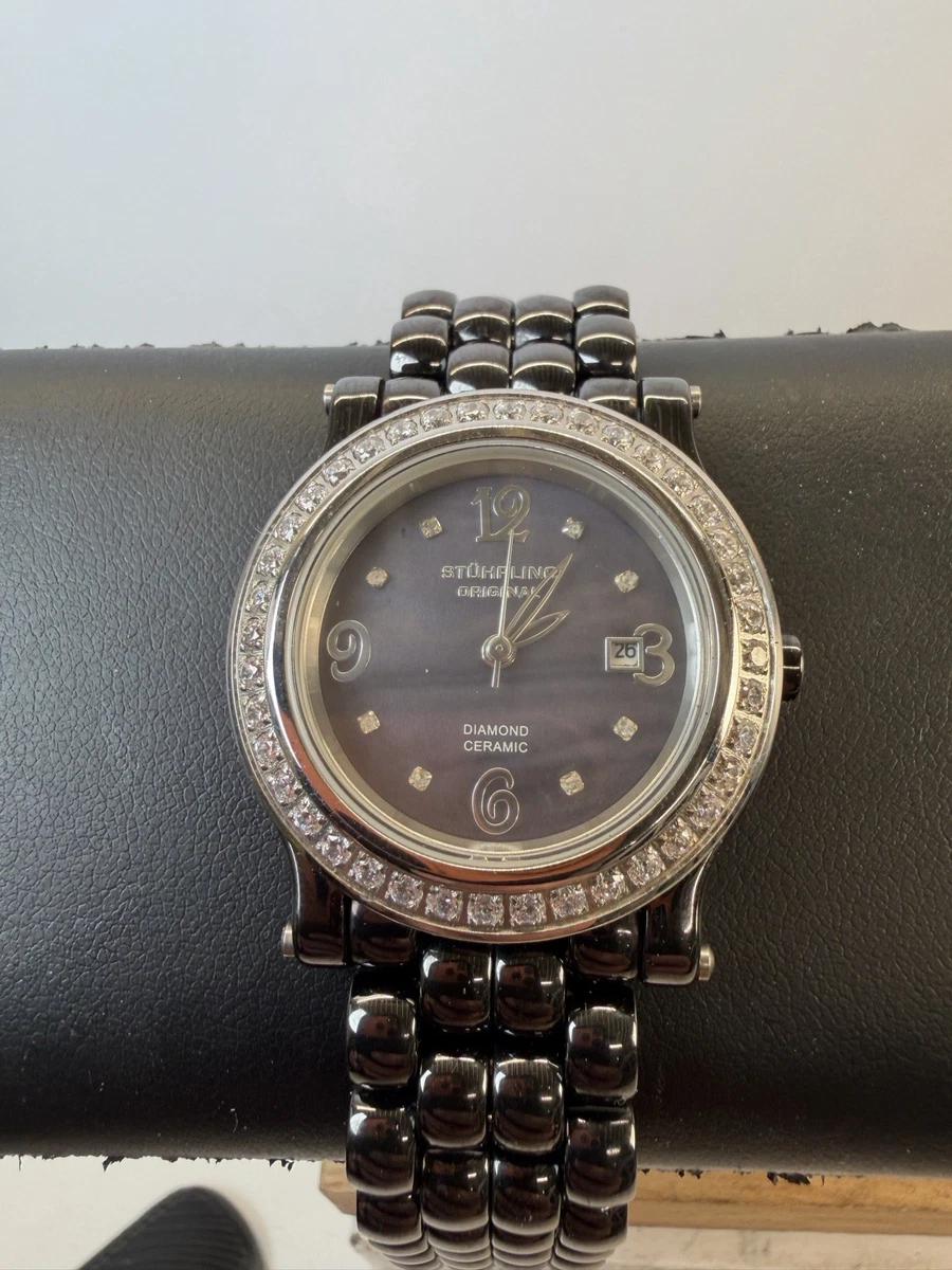 Brand new In Box Stuhrling Ceramic  watch Ceramic Case Round Stührling Wristwatches for sale | eBay main image 4