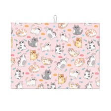 Pink Cat Dish Drying Mat For Kitchen Counter Cute Microfiber Absorbent Pad