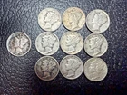 90% Silver Mercury Dimes – $1.00 Face Value – 0.715 Troy Oz – 10 Coins