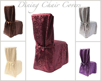 Damask Dining Chair Covers With Pleats, Damask Dining Chair Cover